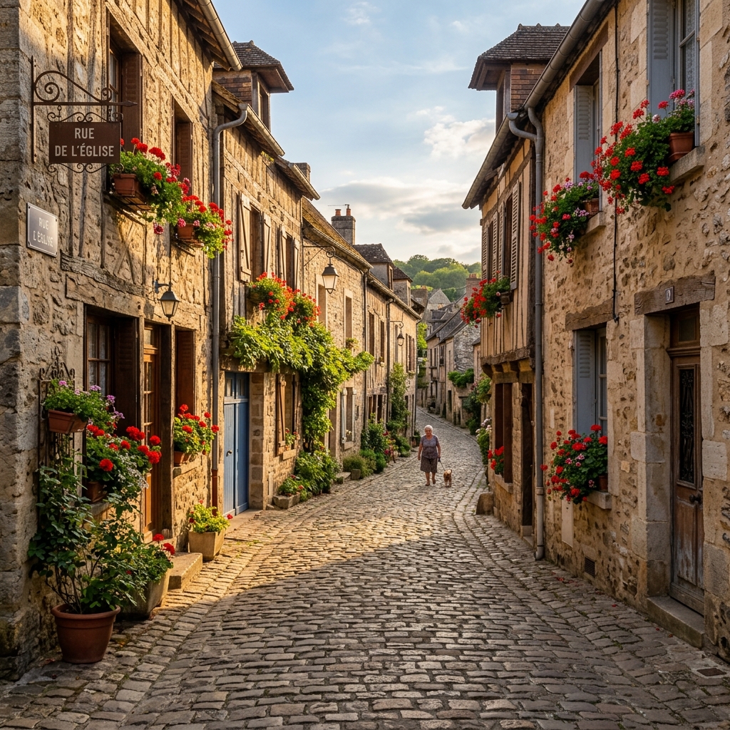 Ruelles anciennes fleuries de Pécy
